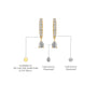 Yellow gold descriptive details of pear diamond dangle hoops