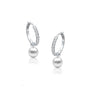 Diamond huggie hoops with pearl drops