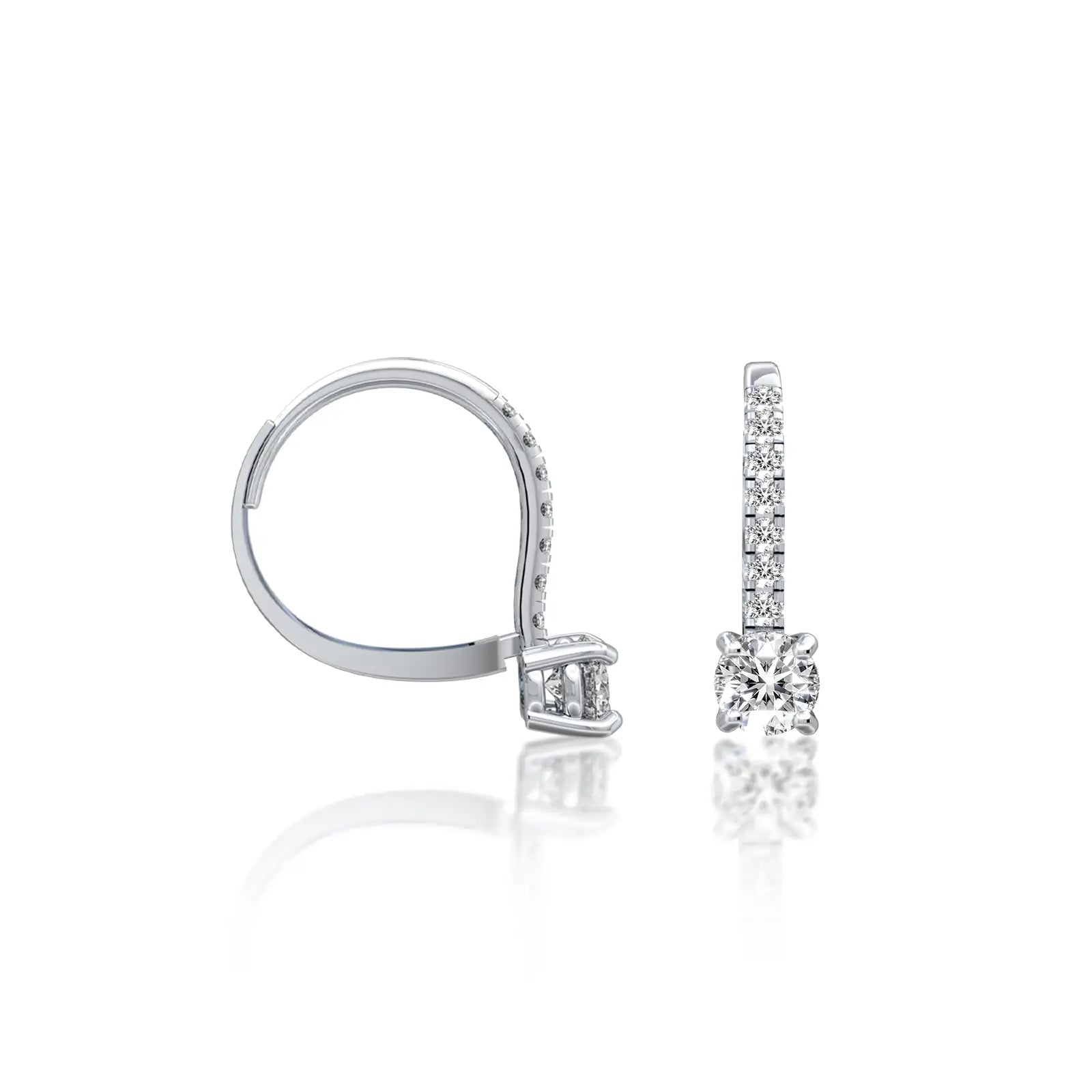 White gold diamond hoops with solitaire dangles