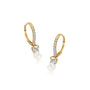 Yellow gold diamond hoops with solitaire dangles 