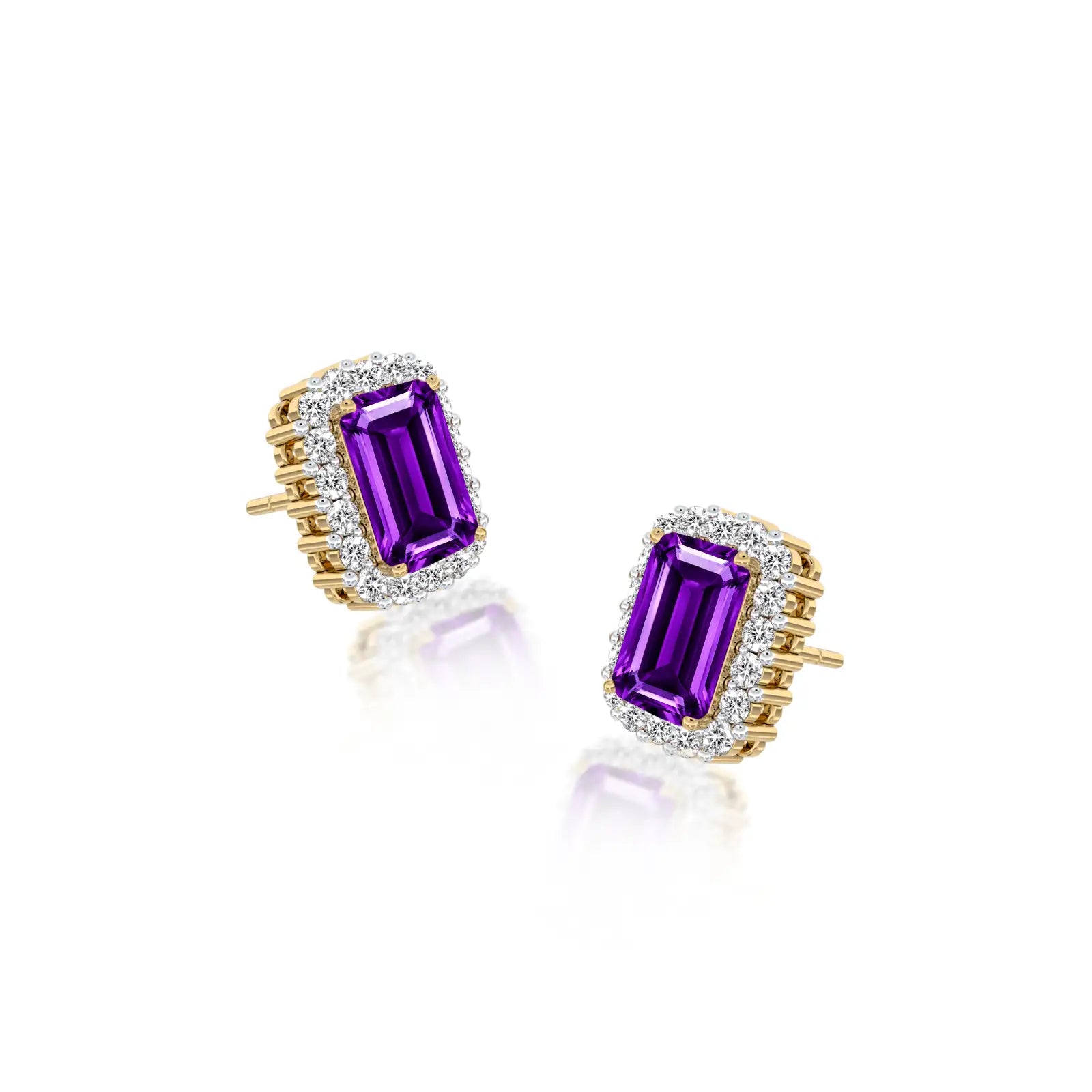 February birthstone amethyst earrings with diamonds