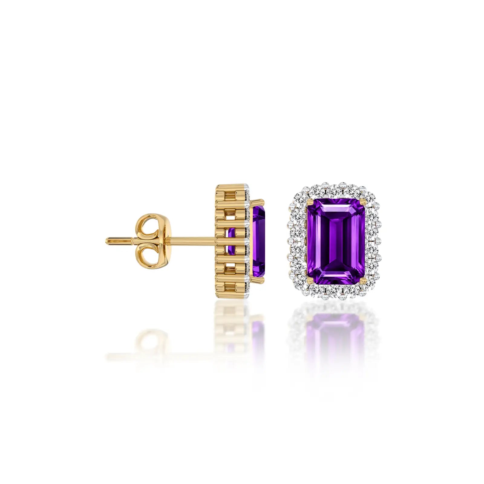 Fortune february birthstone amethyst earrings with diamonds 