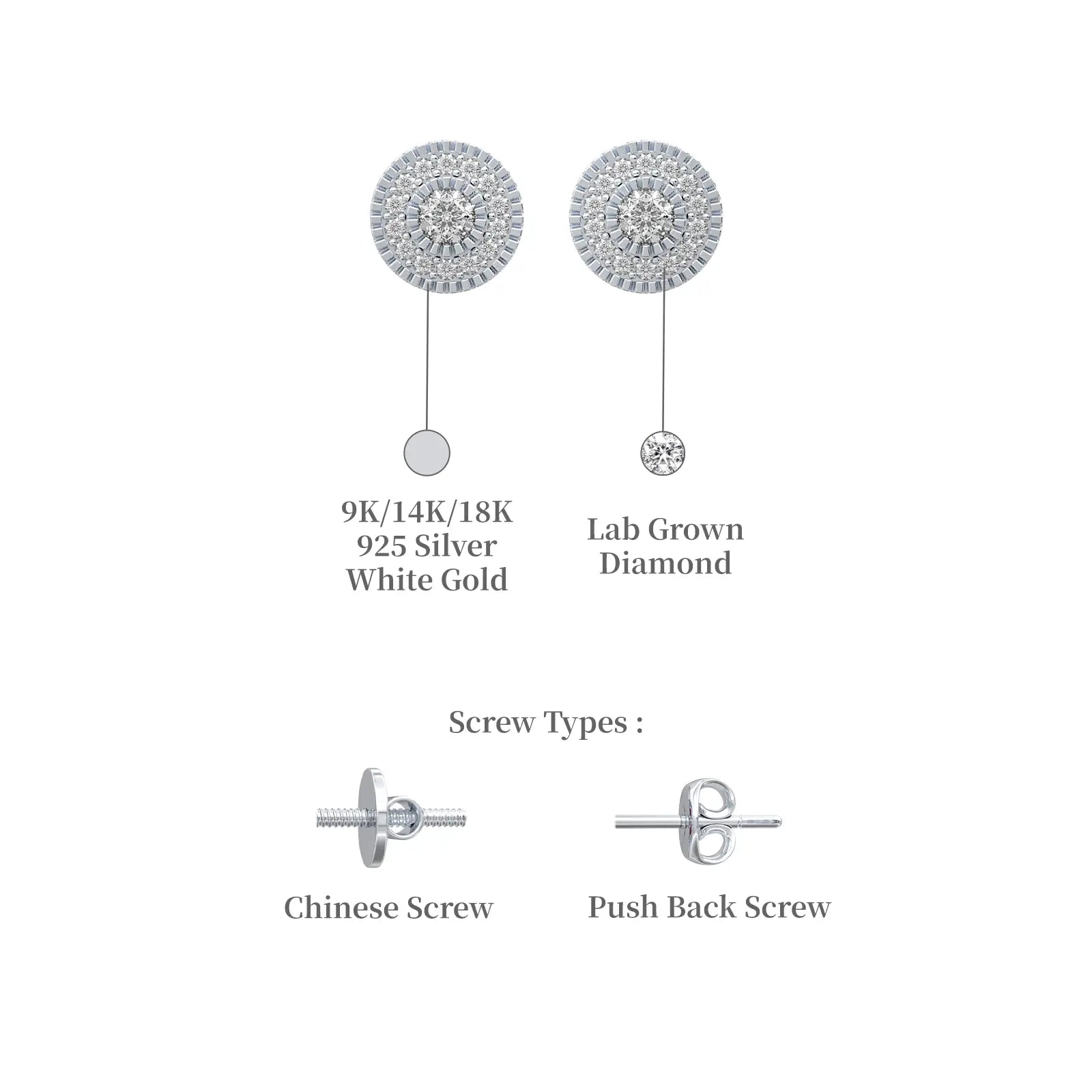 Fortune bloom diamond cluster ear studs valentine gift descriptive image