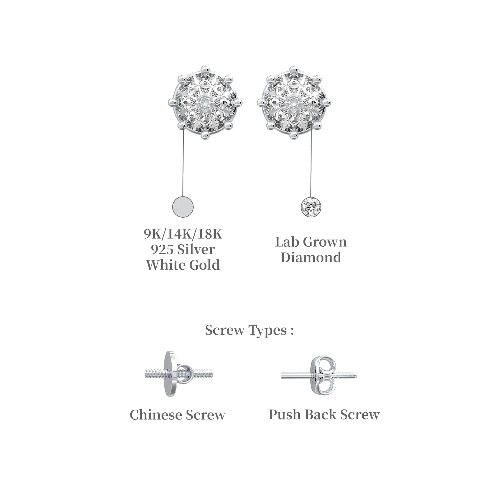 Snowflake bliss diamond stud earrings descriptive image