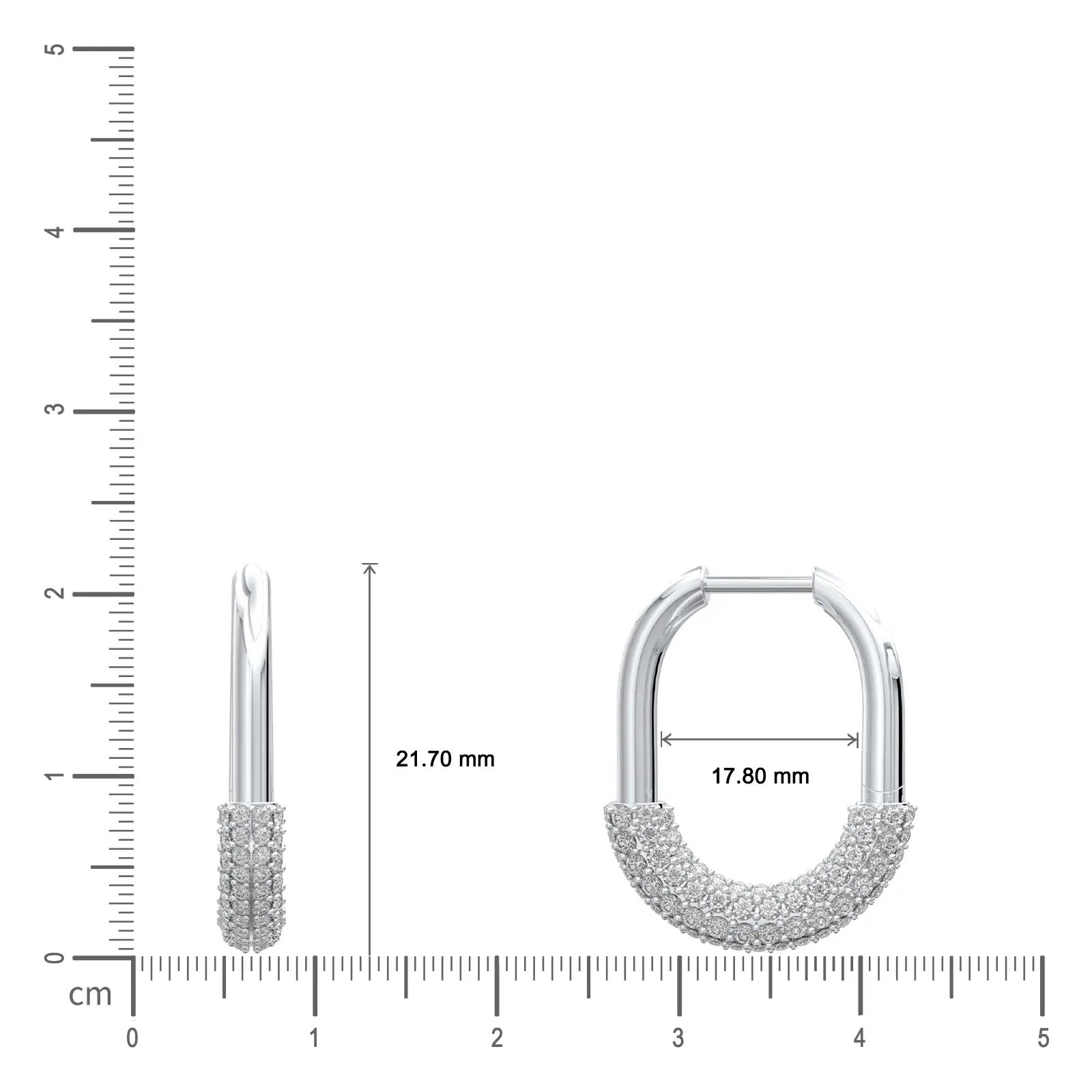 Stylish rectangular diamond hoop earrings scale image