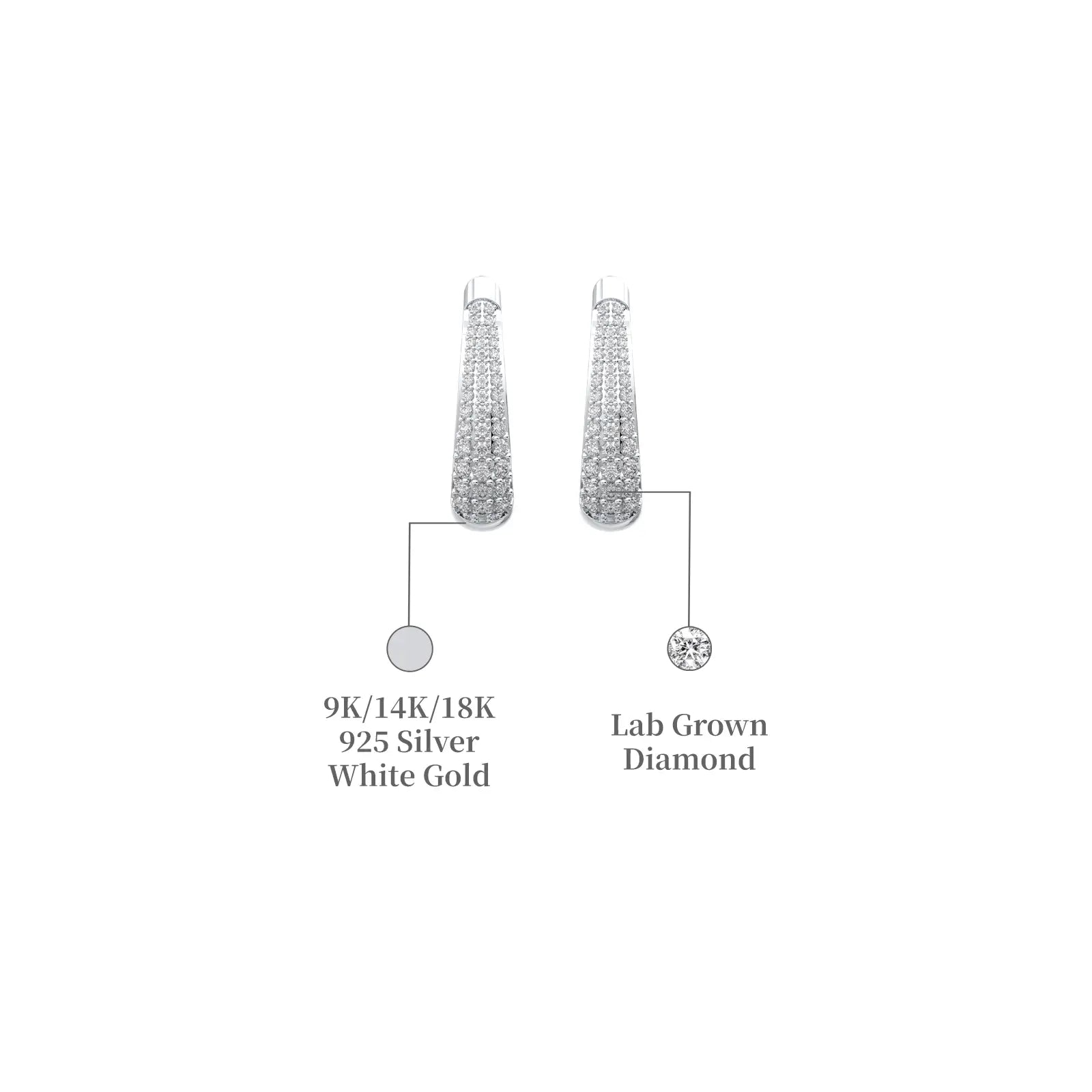 Elegant pear frost diamond hoops descriptive image