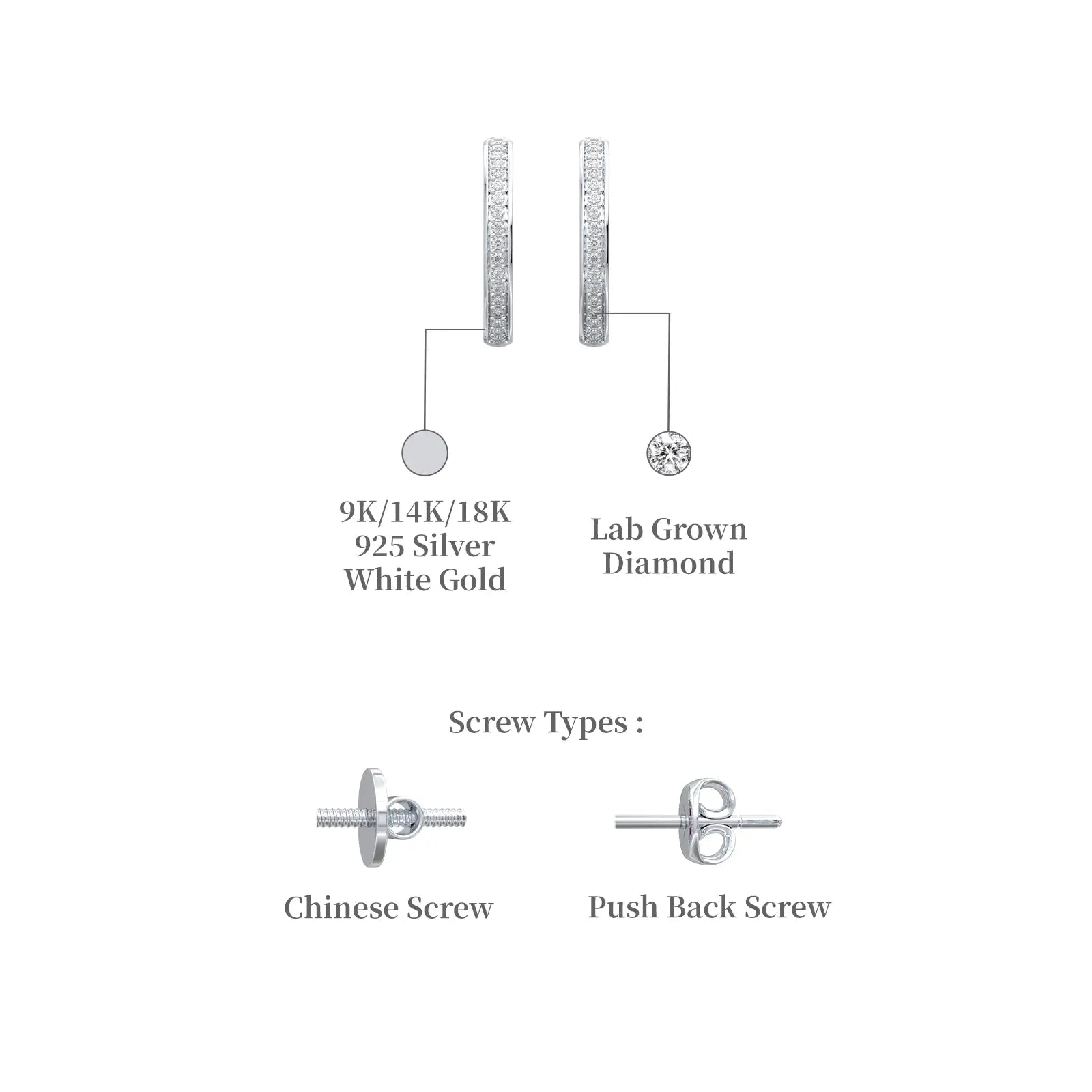 Tunnel hoop diamond earrings descriptive image
