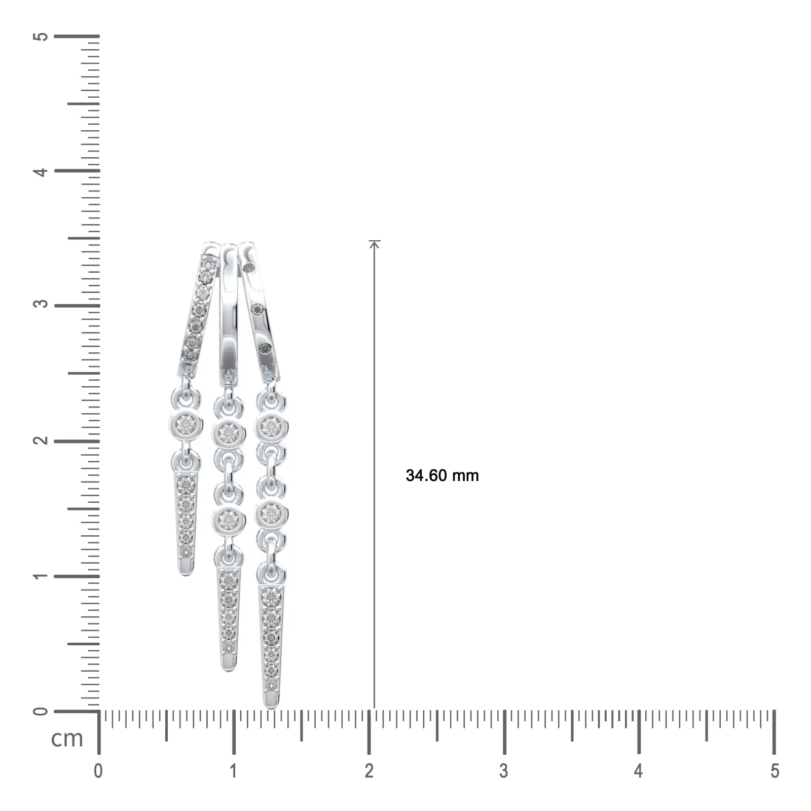 White gold unique twin fall chain diamond drop earrings scale image