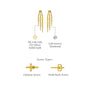 Yellow gold unique twin fall chain diamond drop earrings descriptive image