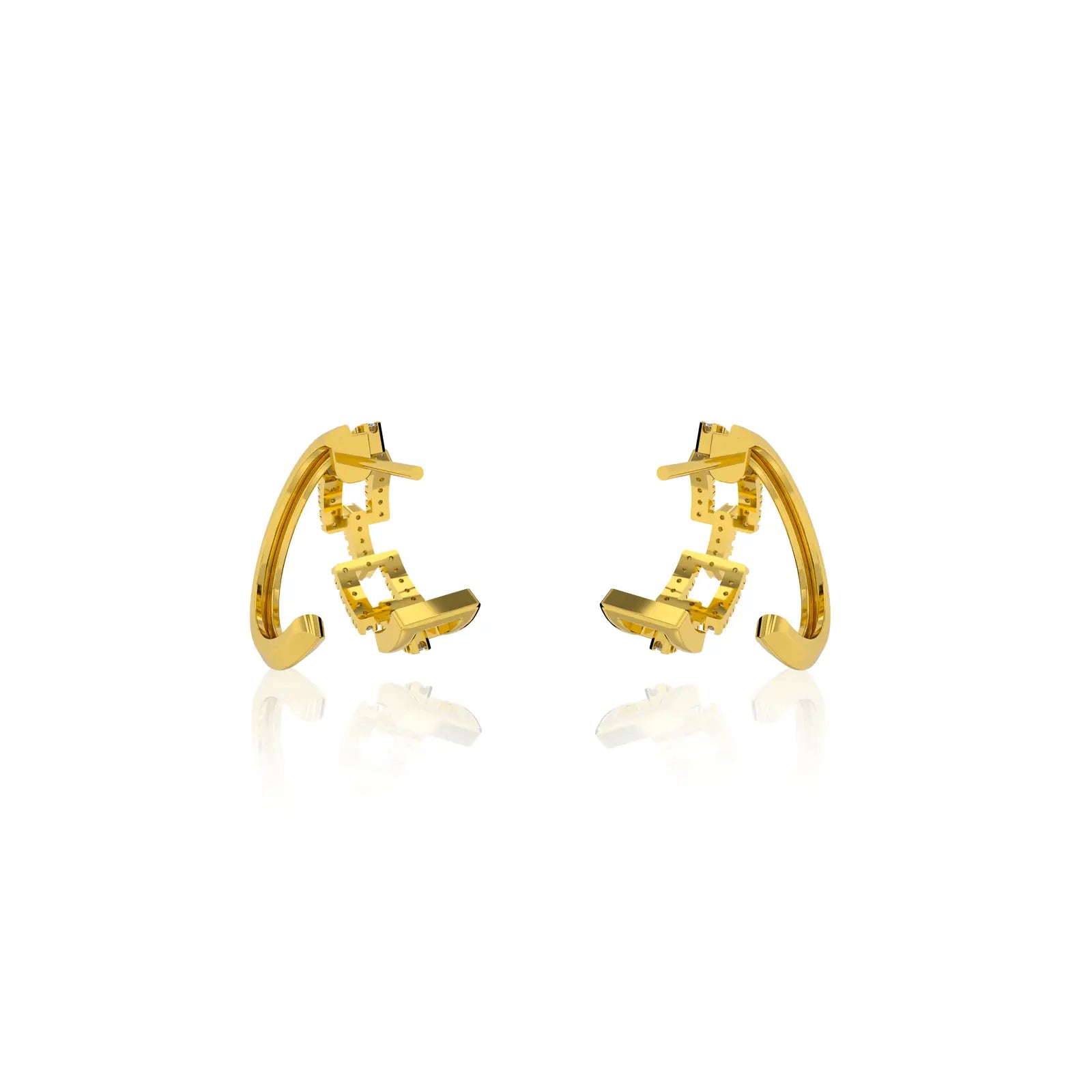 Trendy ridge hoop diamond earrings 