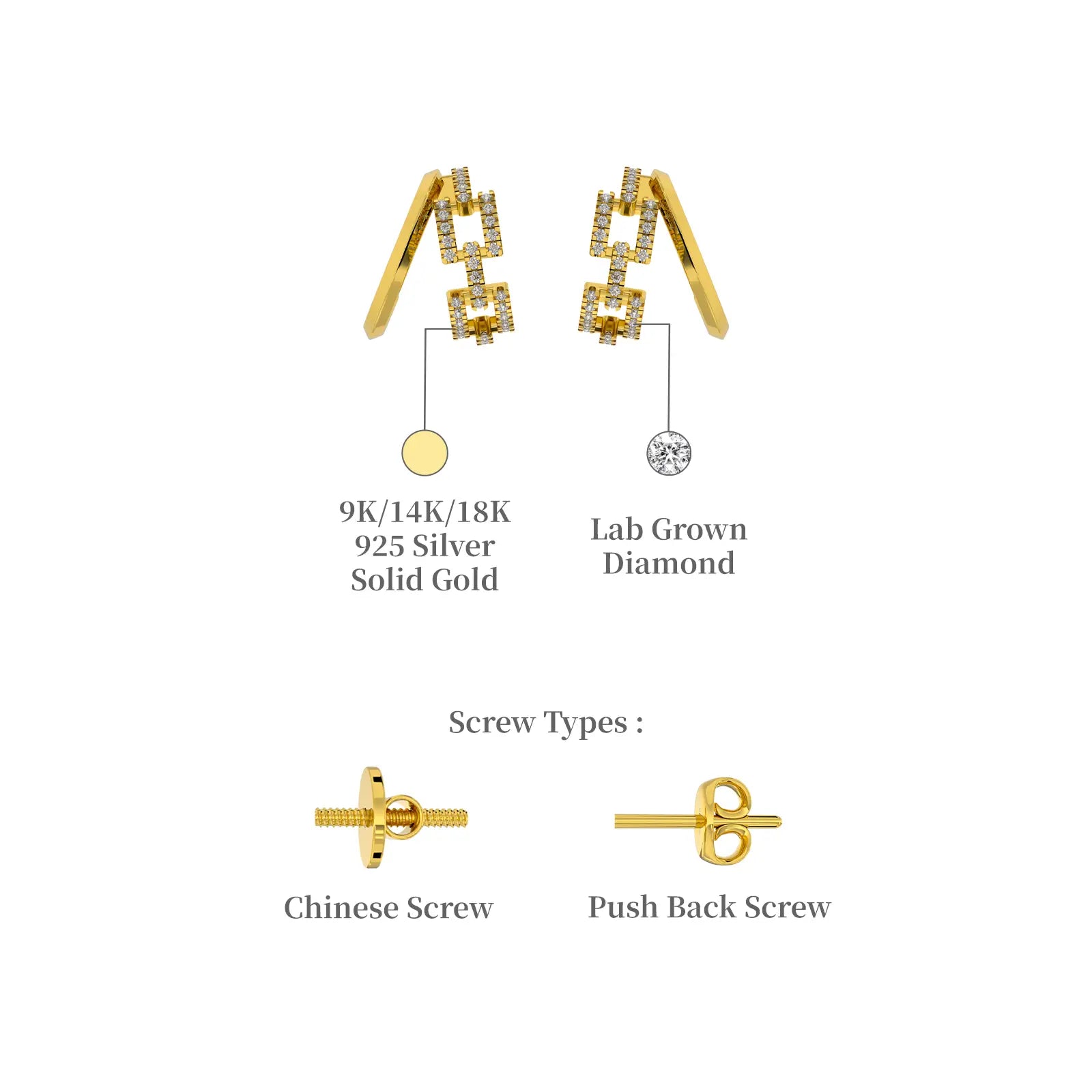 Trendy ridge hoop diamond earrings descriptive image