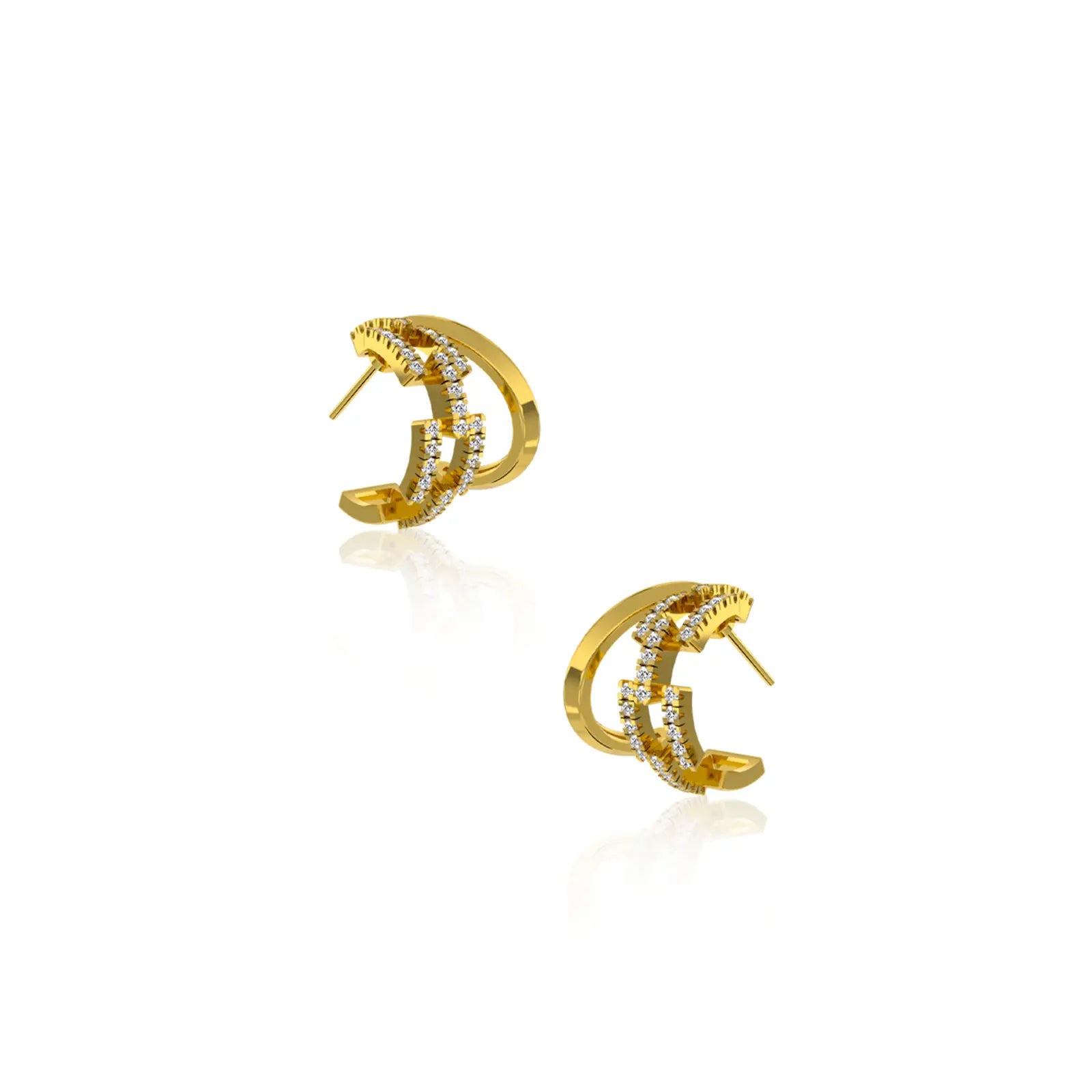 Ridge hoop diamond earrings