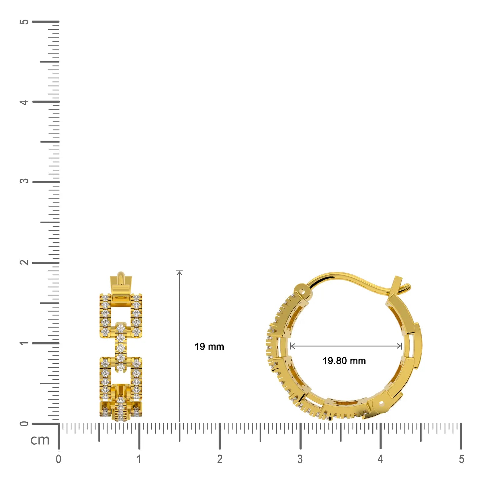 Unique cube chain diamond earrings scale image