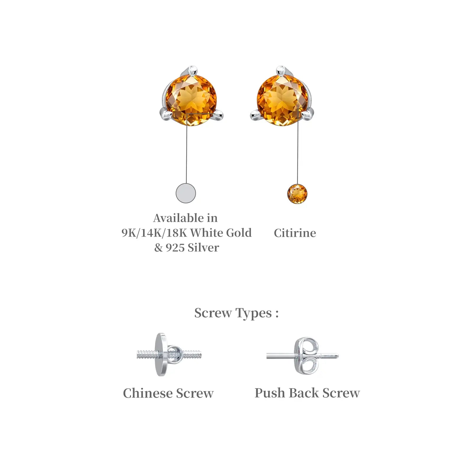 Descriptive image of white gold trendy november birthstone citrine earrings