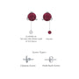 White gold descriptive image of  january birthstone garnet earrings