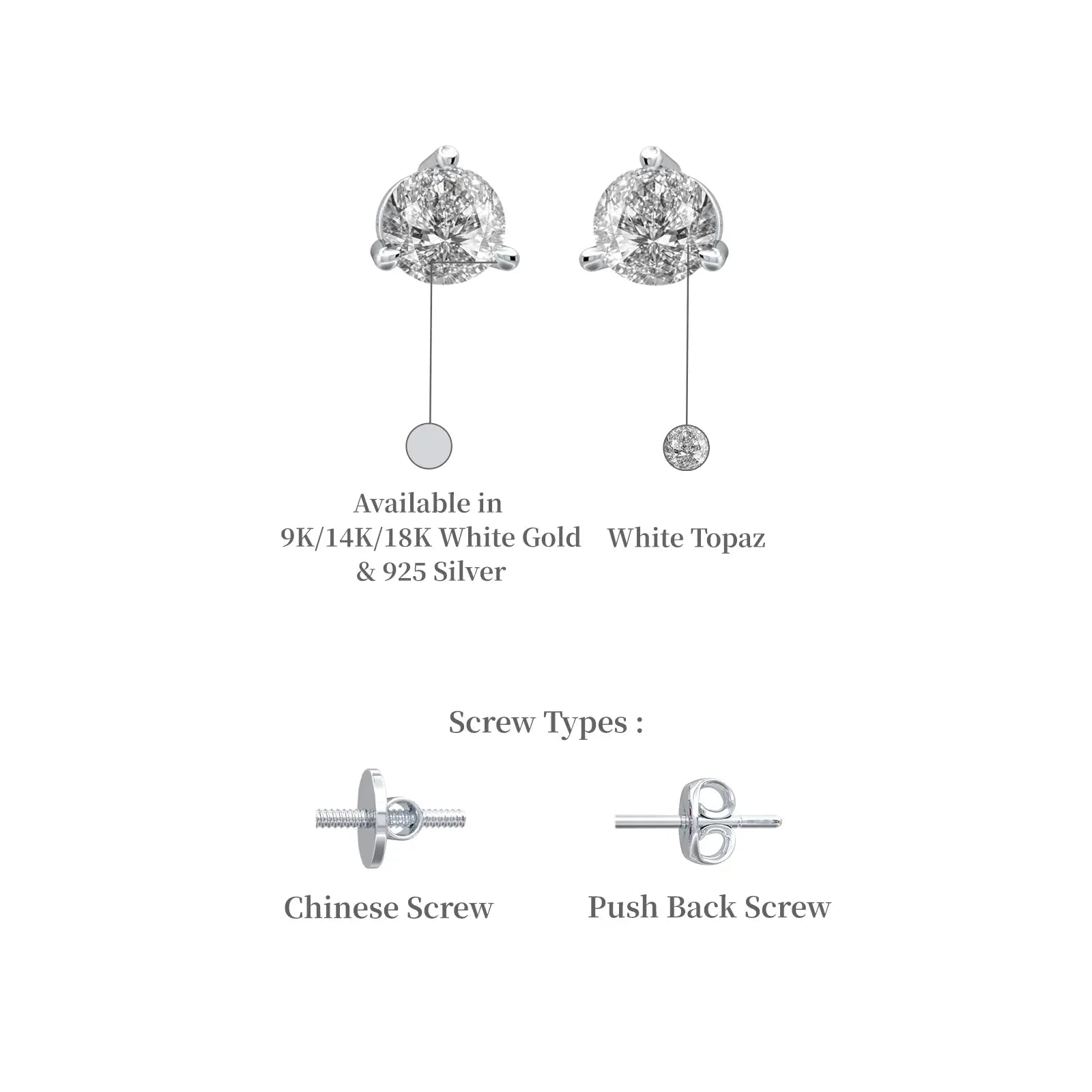 White gold descriptive image of april birthstone white topaz earrings for office wear