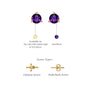 Yellow gold descriptive image of fortune february birthstone amethyst earrings