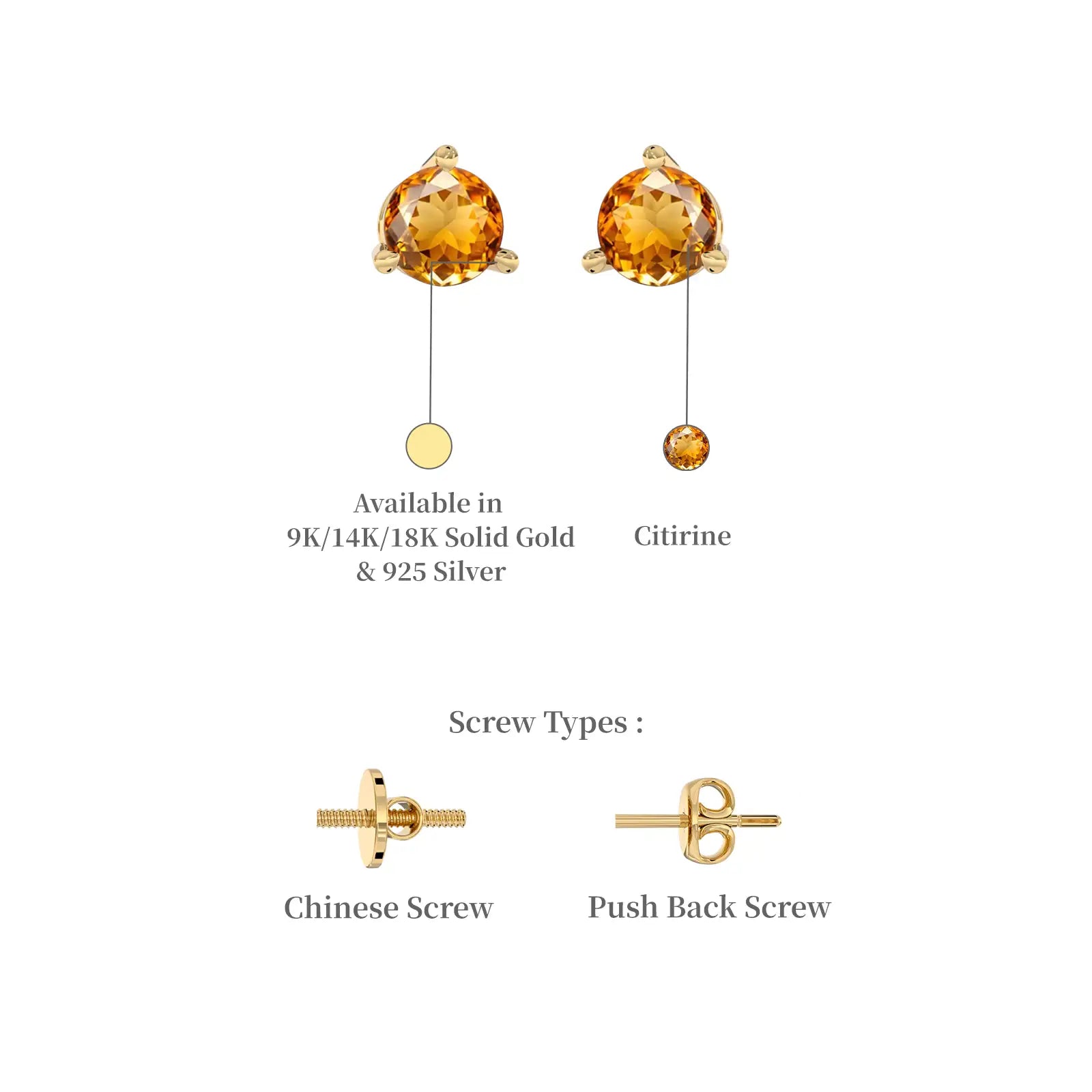 Descriptive image of yellow gold trendy november birthstone citrine earrings