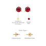 Yellow gold descriptive image of july birthstone opaque ruby earrings for women