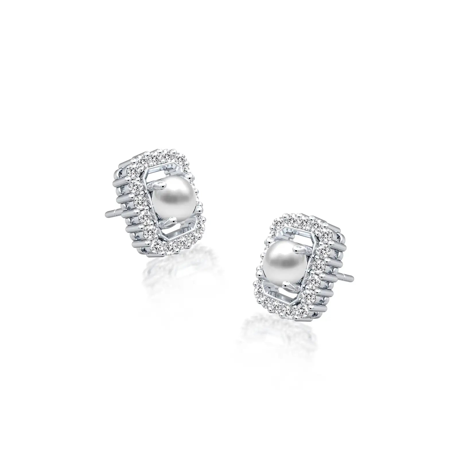 June birthstone pearl earrings with diamonds