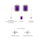 February birthstone Amthyst & lab-grown diamond earrings in 9K, 14K, 18K white gold and 925 silver with Chinese & push-back screw options
