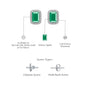 White gold descriptive details of may birthstone green agate earrings with diamonds 