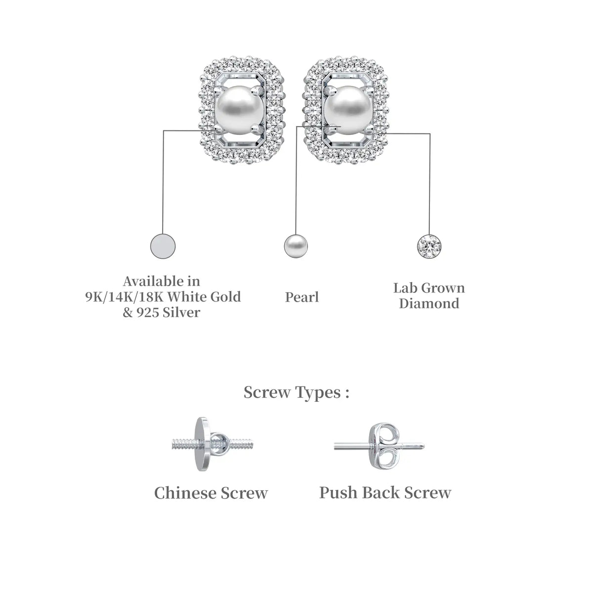 Descriptive image of june birthstone pearl earrings with diamonds 