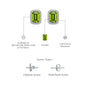 Descriptive details of trendy white gold august birthstone peridot earrings with diamonds 
