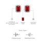 White gold descriptive details of unique july birthstone opaque ruby earrings with diamonds