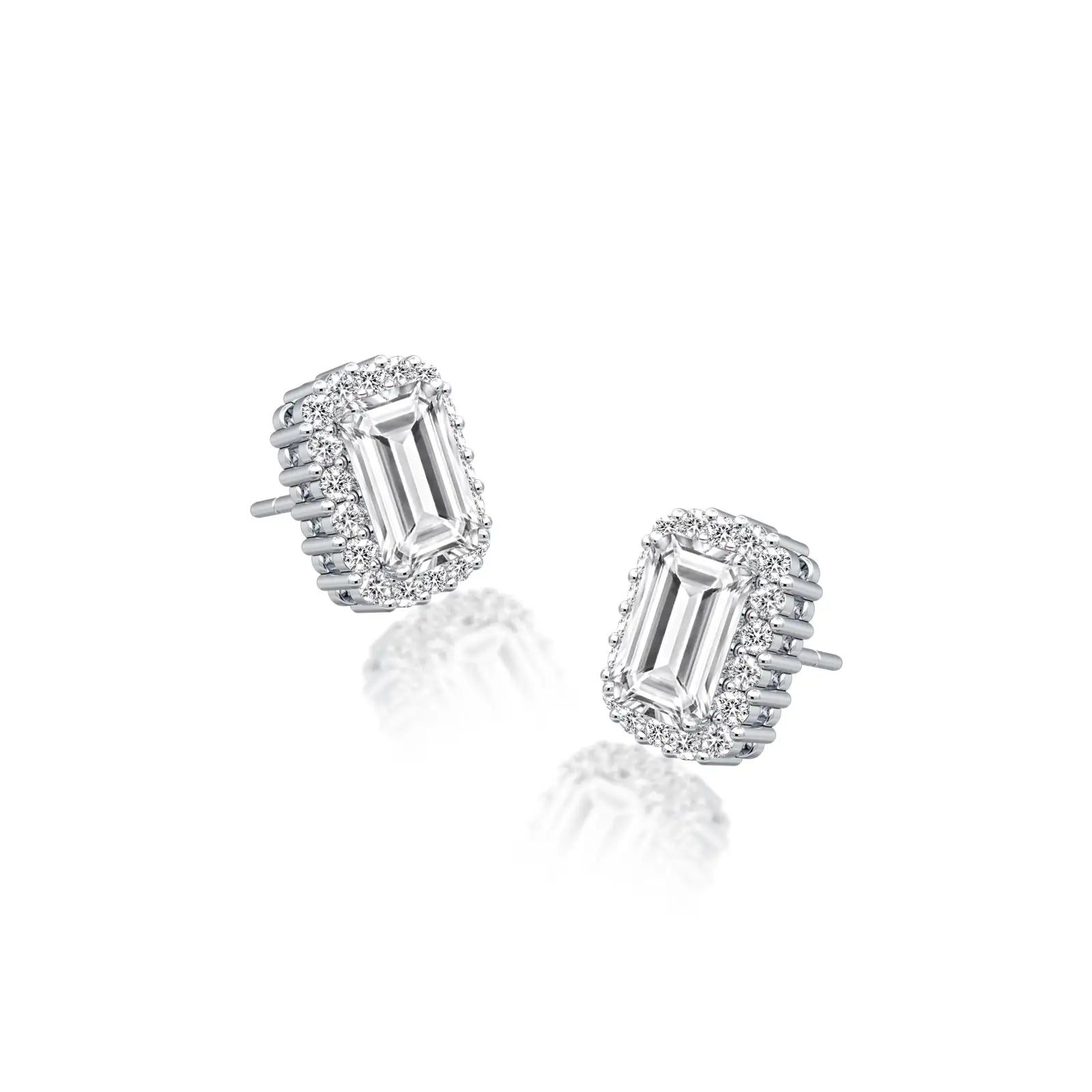 White gold april birthstone white topaz earrings with diamonds