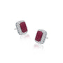 White gold january birthstone garnet earrings with diamonds