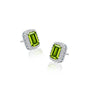 White gold august birthstone peridot earrings with diamonds