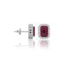 Trendy white gold anuary birthstone garnet earrings with diamonds for women