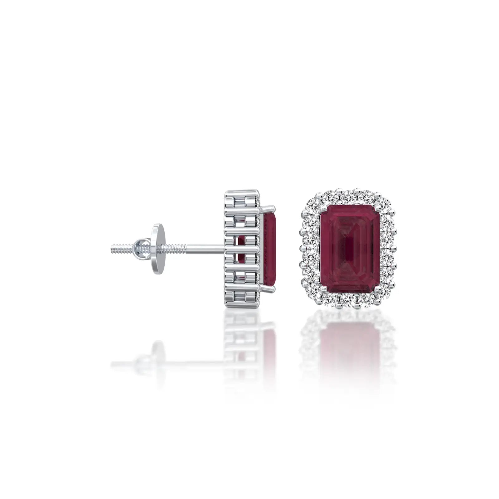 Trendy white gold anuary birthstone garnet earrings with diamonds for women