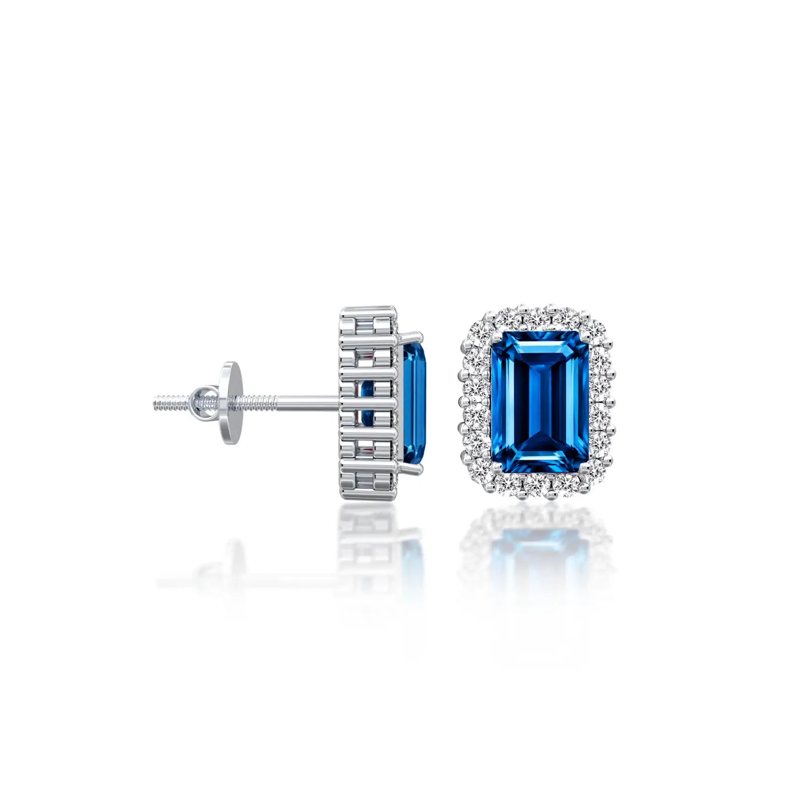 White gold unique white gold september birthstone london blue topaz earrings with diamonds