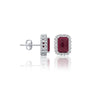 White gold january birthstone garnet earrings with diamonds for office  wear