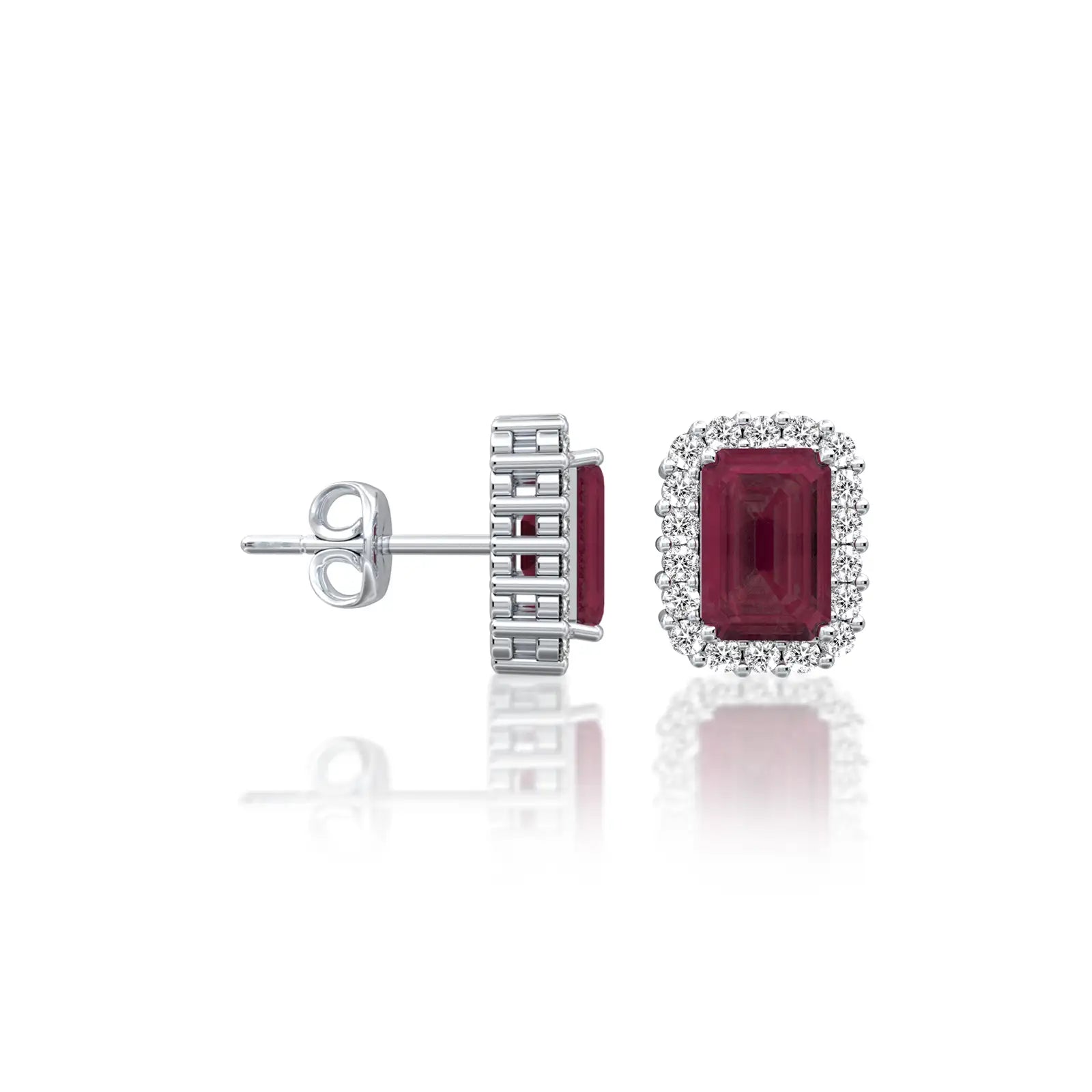 White gold january birthstone garnet earrings with diamonds for office  wear