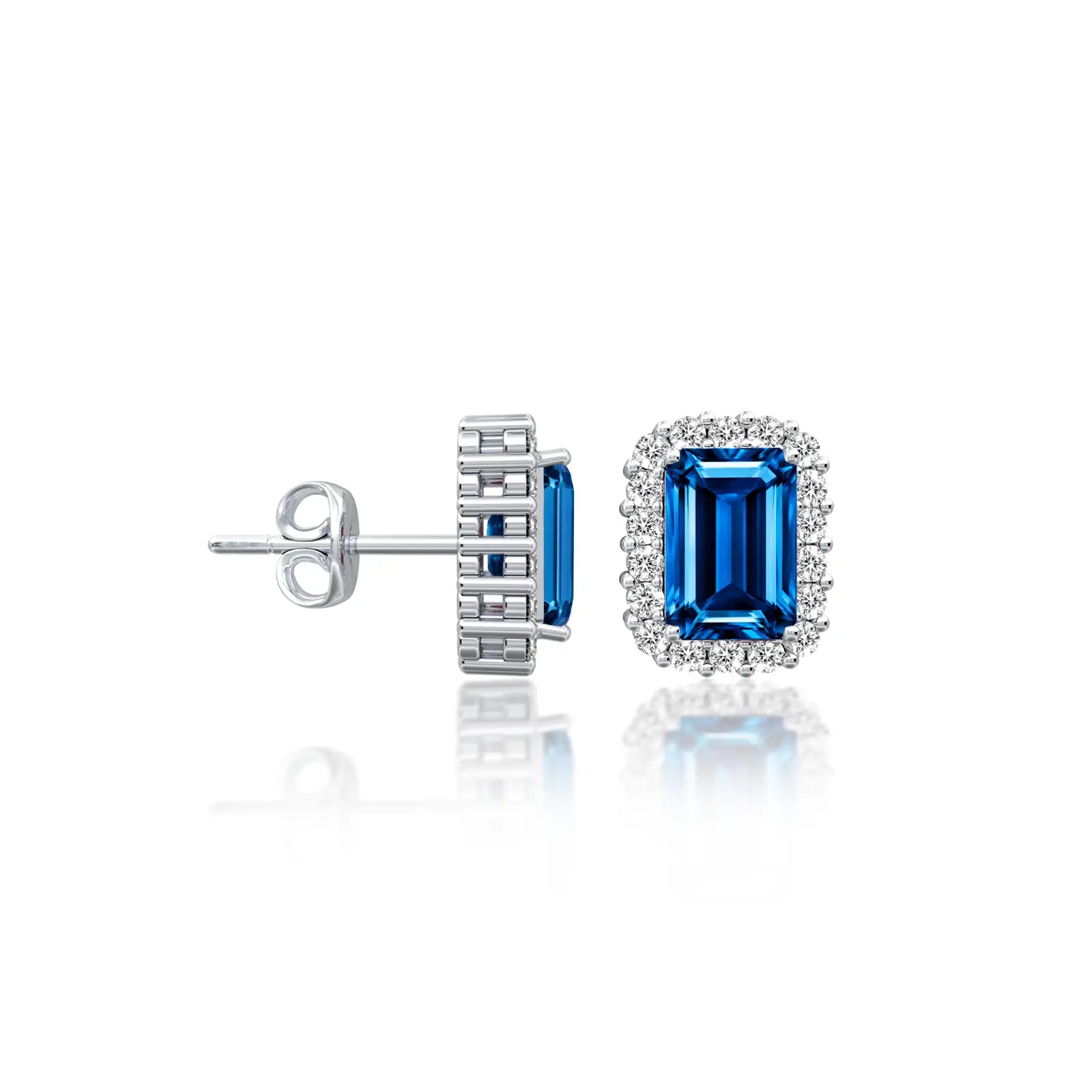 Fortune white gold september birthstone london blue topaz earrings with diamonds