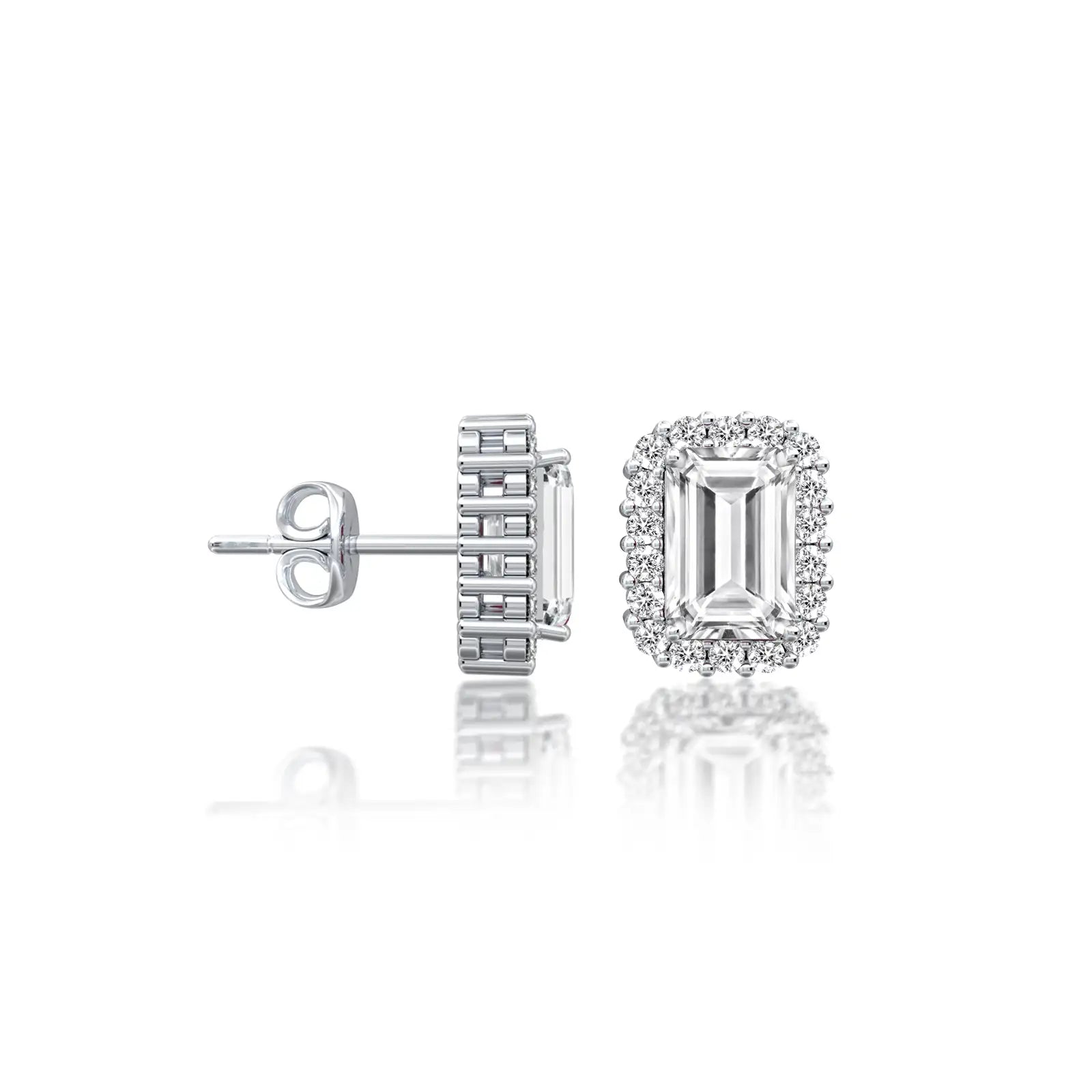 Fortune white gold april birthstone white topaz earrings with diamonds