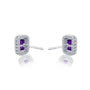 White gold february birthstone amethyst earrings with diamonds for women