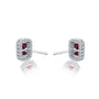 Unique white gold anuary birthstone garnet earrings with diamonds