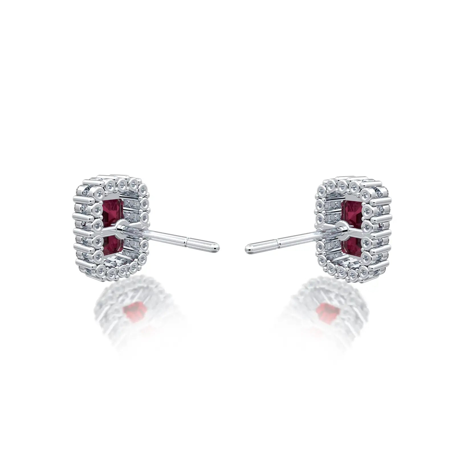 Unique white gold anuary birthstone garnet earrings with diamonds