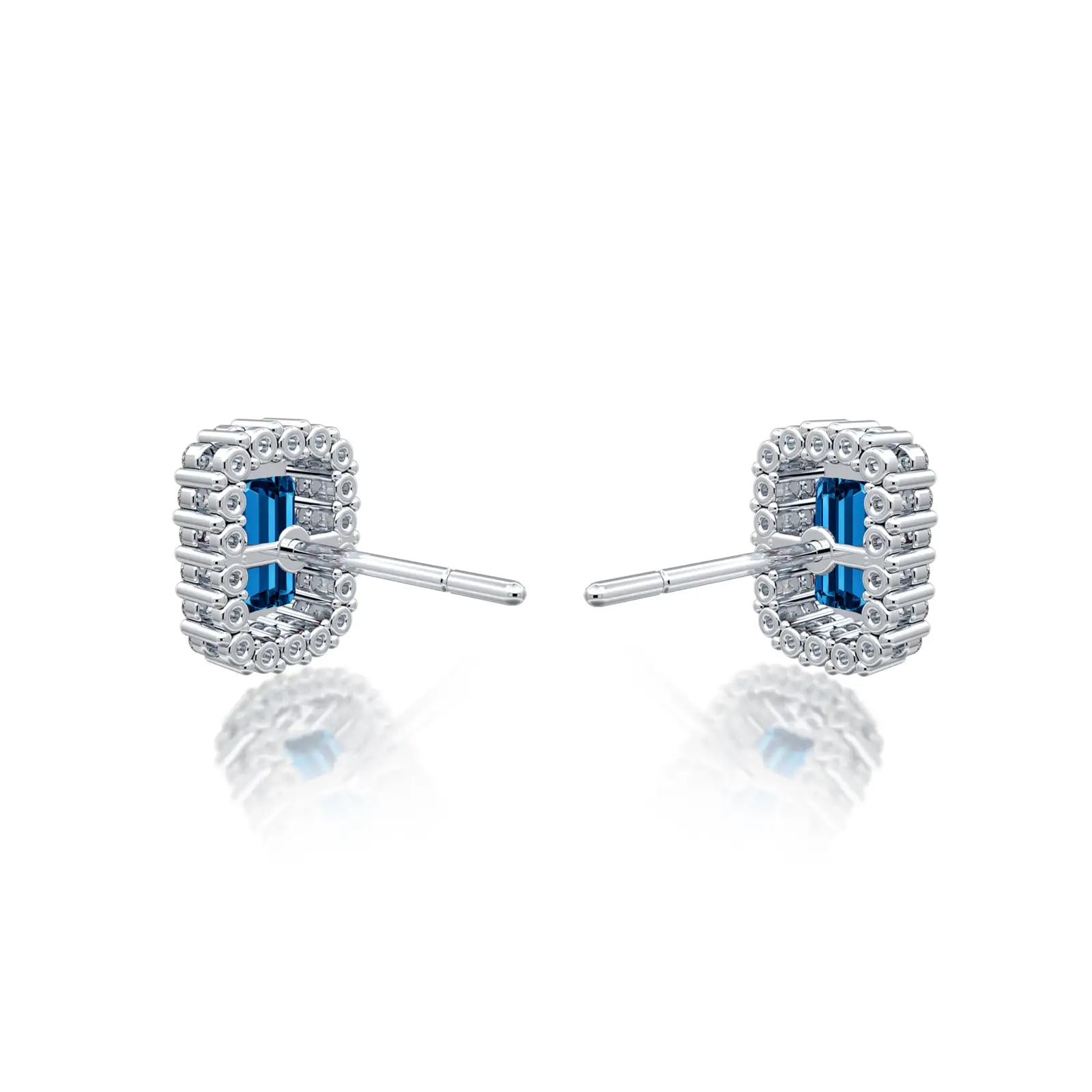 White gold september birthstone london blue topaz earrings with diamonds for office wear