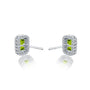 Trendy white gold august birthstone peridot earrings with diamonds