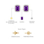 February birthstone Amethyst & diamond earrings in gold & 925 silver with Chinese and push-back screw options