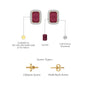 January birthstone emerald-cut garnet and lab-grown diamond earrings in 9K, 14K, 18K gold and 925 silver with Chinese and push-back screw options