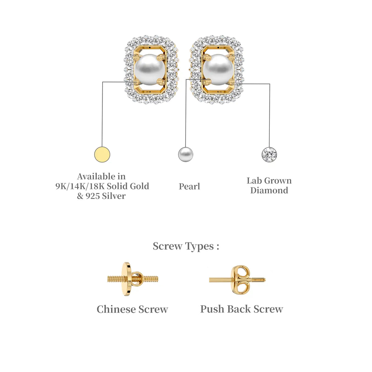 Descriptive image of june birthstone pearl earrings with diamonds 
