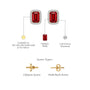 Yellow gold descriptive details of unique july birthstone opaque ruby earrings with diamonds
