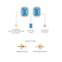 March birthstone, Swiss blue topaz & diamond earrings in gold & 925 silver with Chinese and push-back screw options