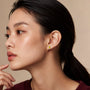 Model wearing yellow gold november birthstone citrine earrings with diamonds